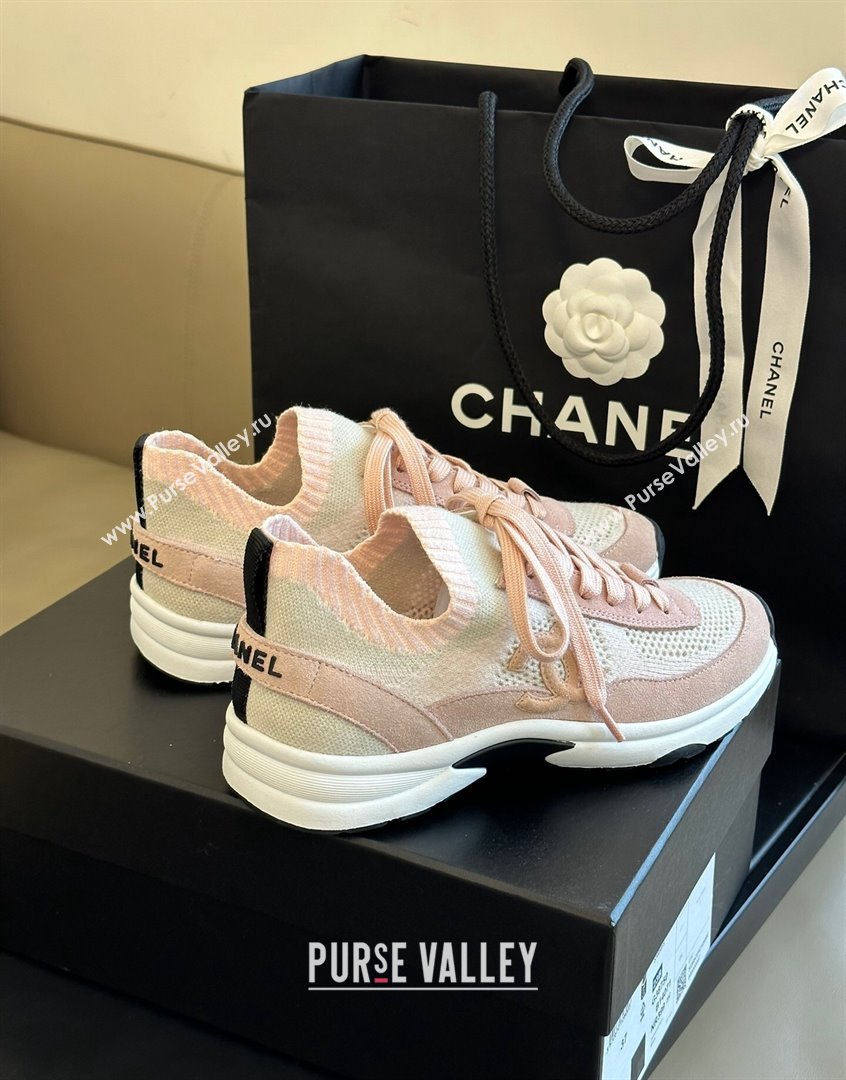 Chanel Knit Suede Sneakers G38750 Pink 2023 CH091112 (KL-23091143)