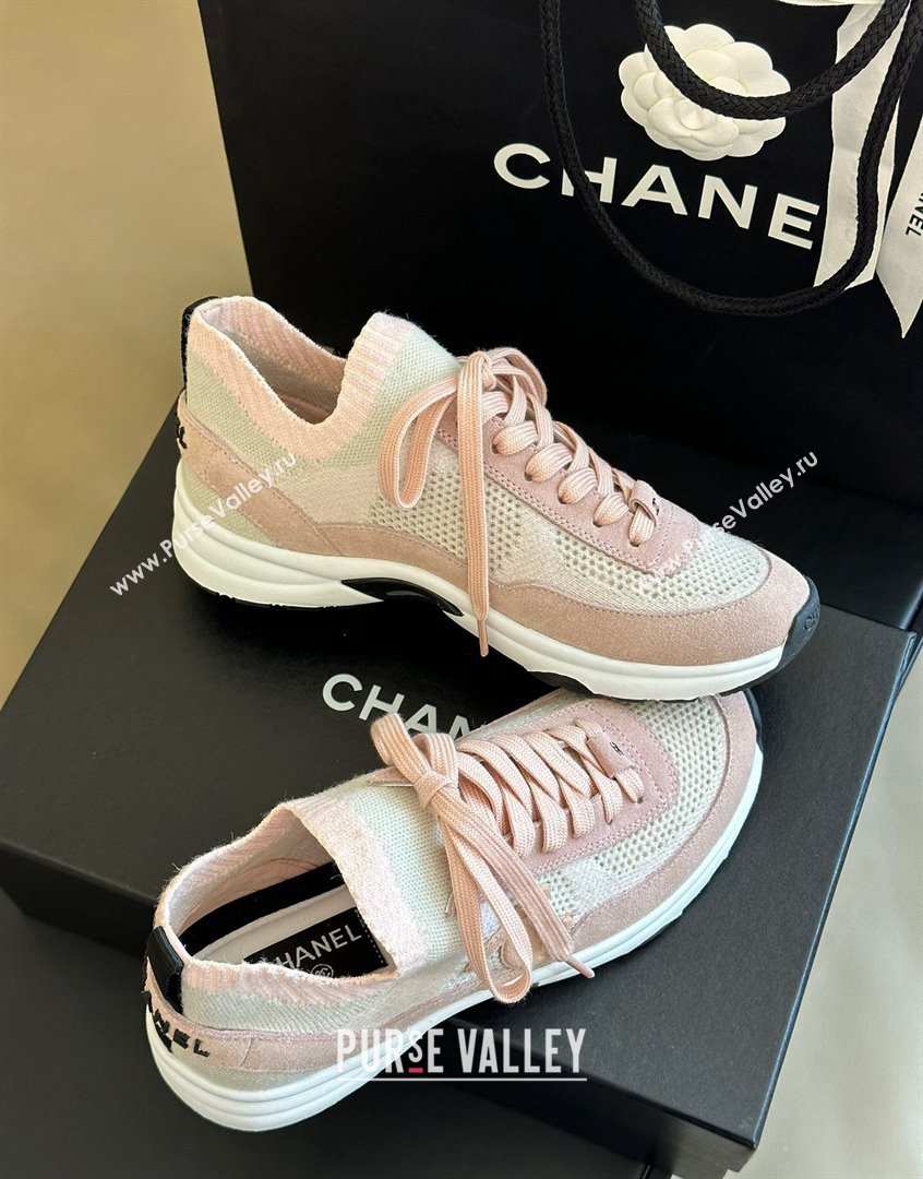 Chanel Knit Suede Sneakers G38750 Pink 2023 CH091112 (KL-23091143)