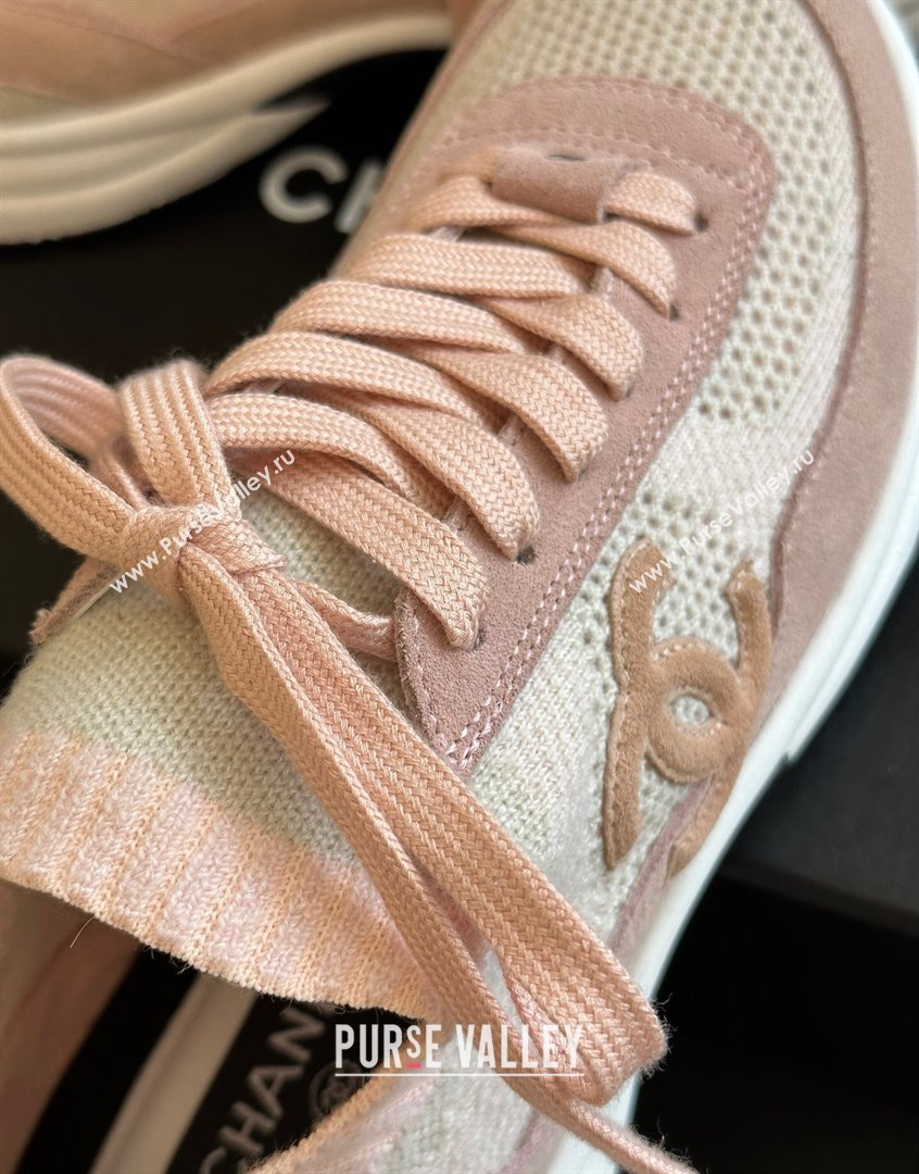 Chanel Knit Suede Sneakers G38750 Pink 2023 CH091112 (KL-23091143)