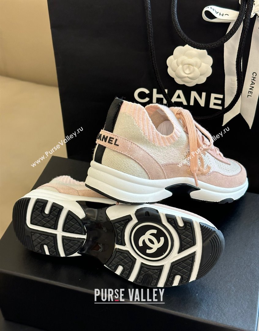 Chanel Knit Suede Sneakers G38750 Pink 2023 CH091112 (KL-23091143)