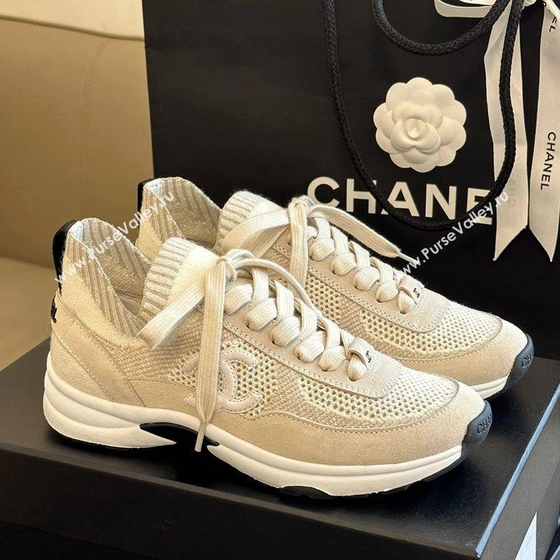 Chanel Knit Suede Sneakers G38750 Beige 2023 CH091112 (KL-23091144)