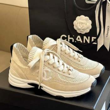 Chanel Knit Suede Sneakers G38750 Beige 2023 CH091112 (KL-23091144)