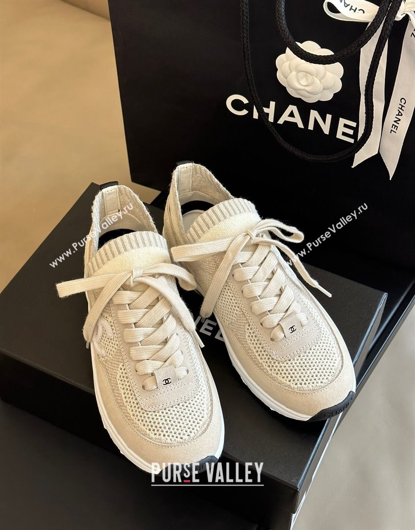 Chanel Knit Suede Sneakers G38750 Beige 2023 CH091112 (KL-23091144)