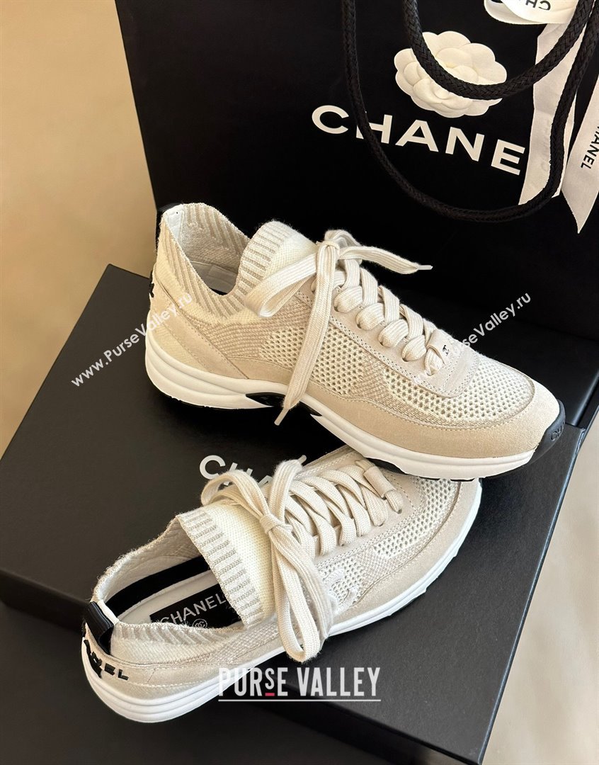 Chanel Knit Suede Sneakers G38750 Beige 2023 CH091112 (KL-23091144)