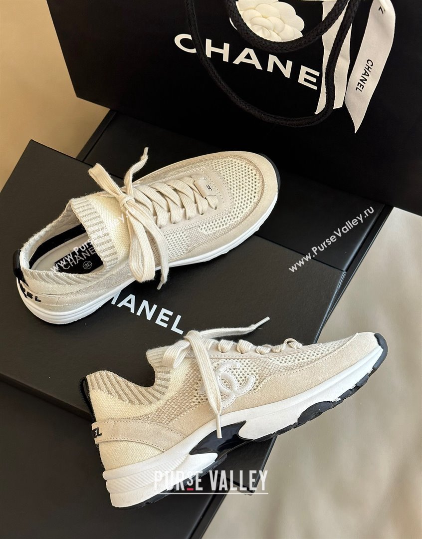 Chanel Knit Suede Sneakers G38750 Beige 2023 CH091112 (KL-23091144)