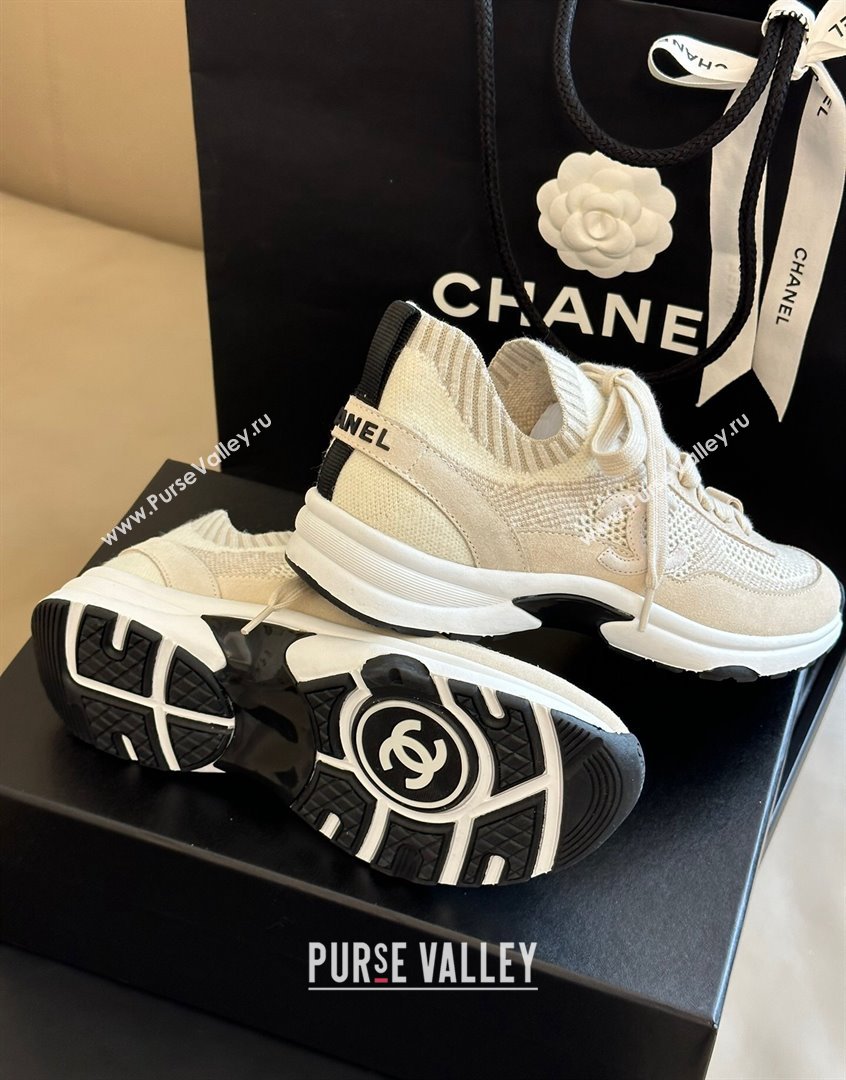 Chanel Knit Suede Sneakers G38750 Beige 2023 CH091112 (KL-23091144)