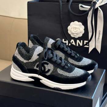 Chanel Knit Suede Sneakers G38750 Black 2023 CH091112 (KL-23091145)