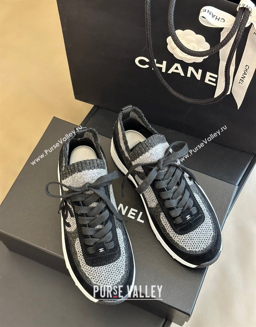 Chanel Knit Suede Sneakers G38750 Black 2023 CH091112 (KL-23091145)