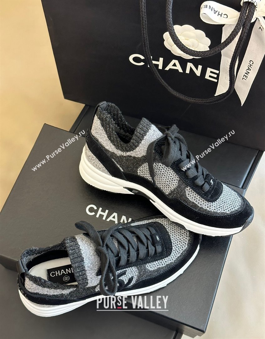 Chanel Knit Suede Sneakers G38750 Black 2023 CH091112 (KL-23091145)