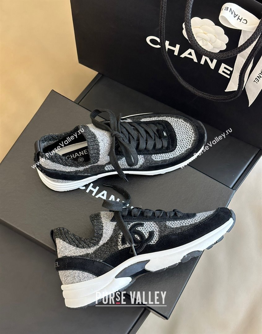 Chanel Knit Suede Sneakers G38750 Black 2023 CH091112 (KL-23091145)