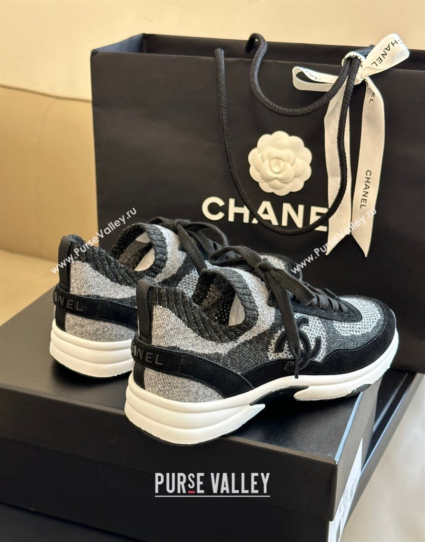 Chanel Knit Suede Sneakers G38750 Black 2023 CH091112 (KL-23091145)