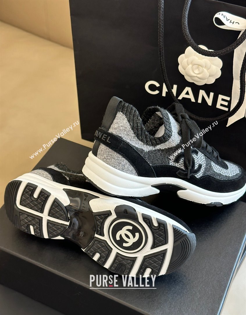 Chanel Knit Suede Sneakers G38750 Black 2023 CH091112 (KL-23091145)