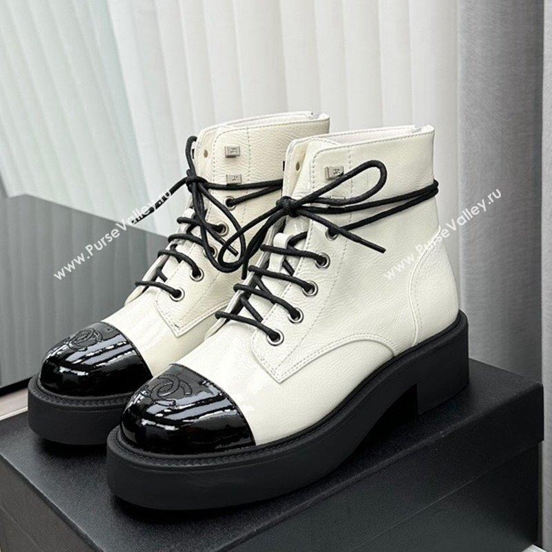 Chanel Patent Calfskin Ankle Boots White 2023 CH091103 (MD-23091111)