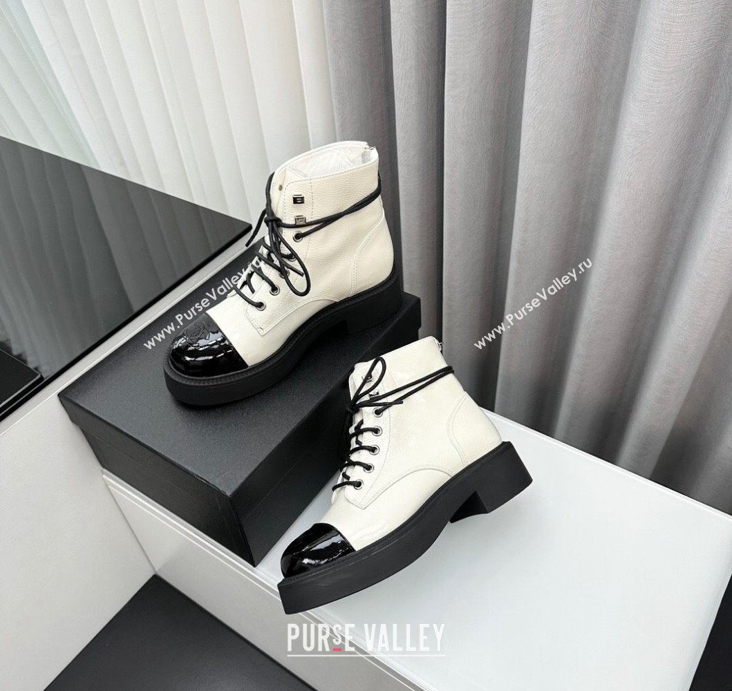 Chanel Patent Calfskin Ankle Boots White 2023 CH091103 (MD-23091111)