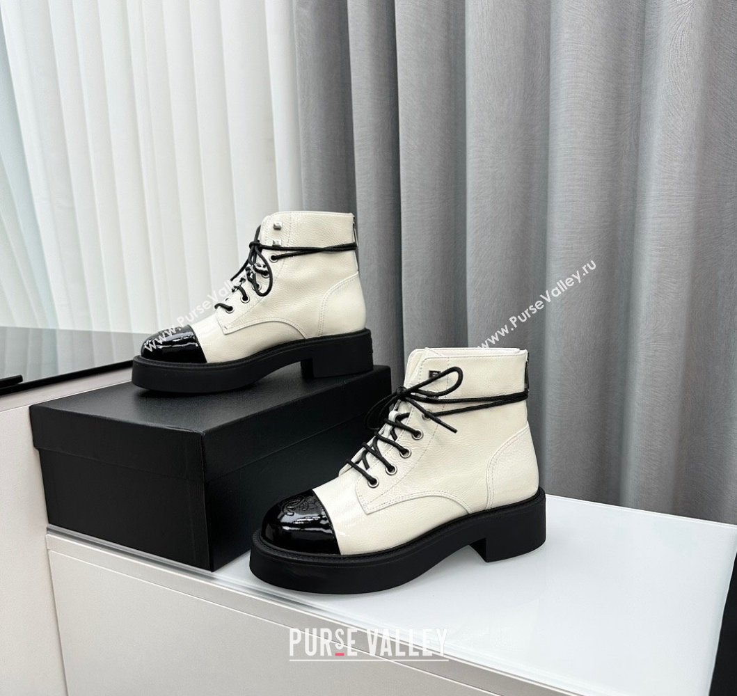 Chanel Patent Calfskin Ankle Boots White 2023 CH091103 (MD-23091111)