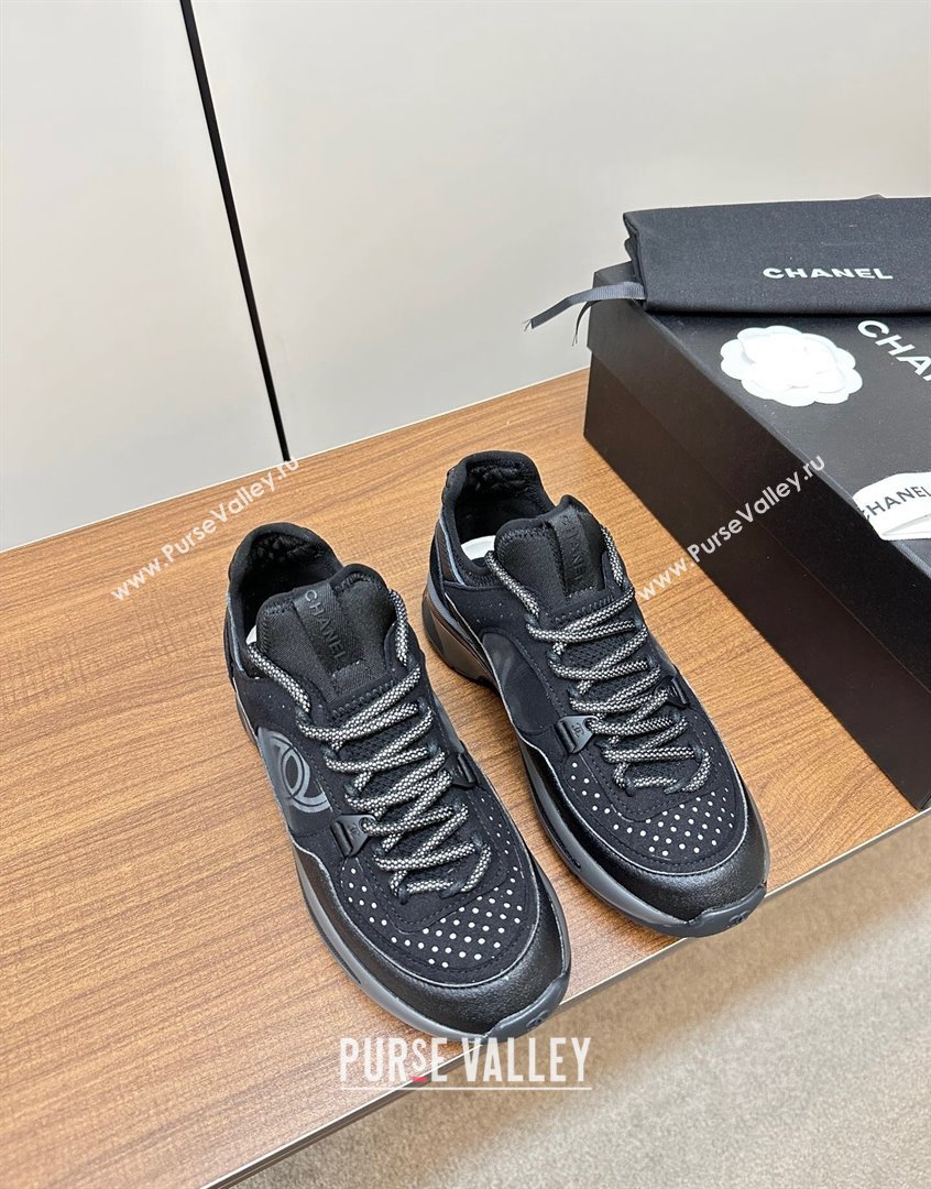 Chanel Suede Fabric Sneakers Black 2023 0719 (MD-23091112)