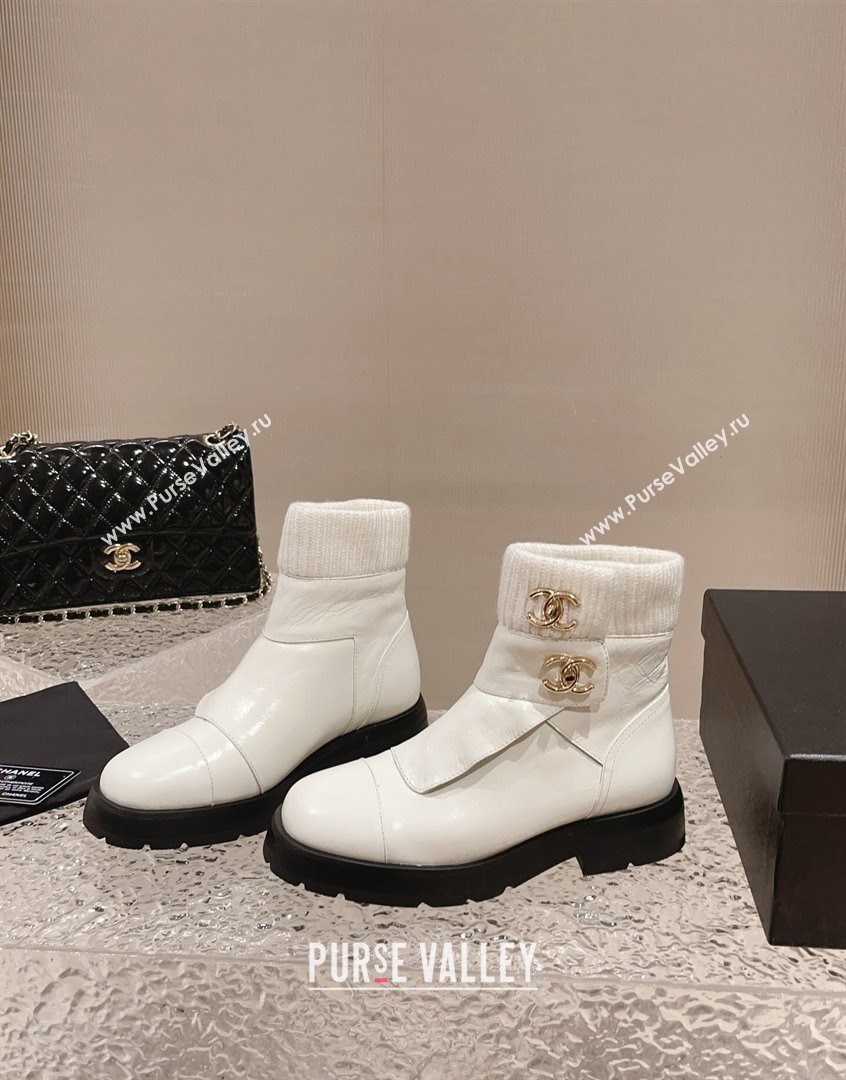 Chanel Calfskin Knit Ankle Boots White 2023 CH091104 (MD-23091115)