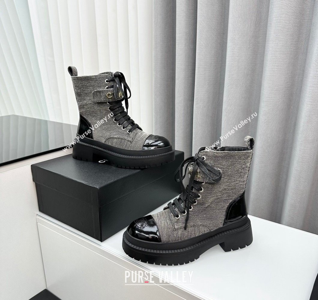 Chanel Canvas Ankle Boots with Strap Grey 2023 CH091101 (MD-23091102)