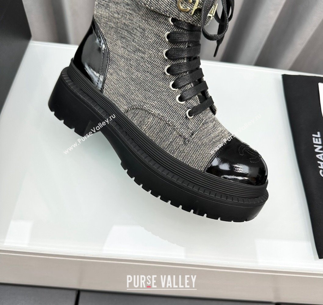 Chanel Canvas Ankle Boots with Strap Grey 2023 CH091101 (MD-23091102)