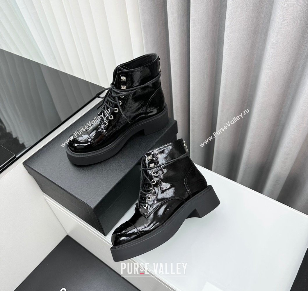 Chanel Patent Calfskin Ankle Boots Black 2023 CH091103 (MD-23091109)