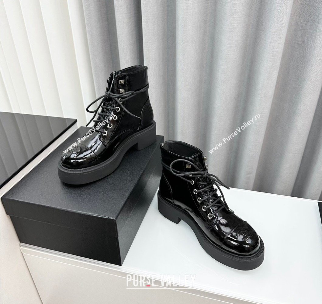 Chanel Patent Calfskin Ankle Boots Black 2023 CH091103 (MD-23091109)