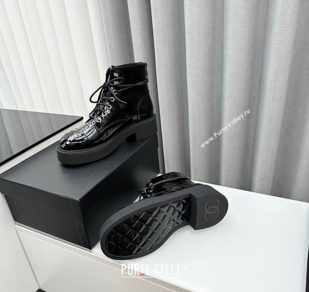 Chanel Patent Calfskin Ankle Boots Black 2023 CH091103 (MD-23091109)