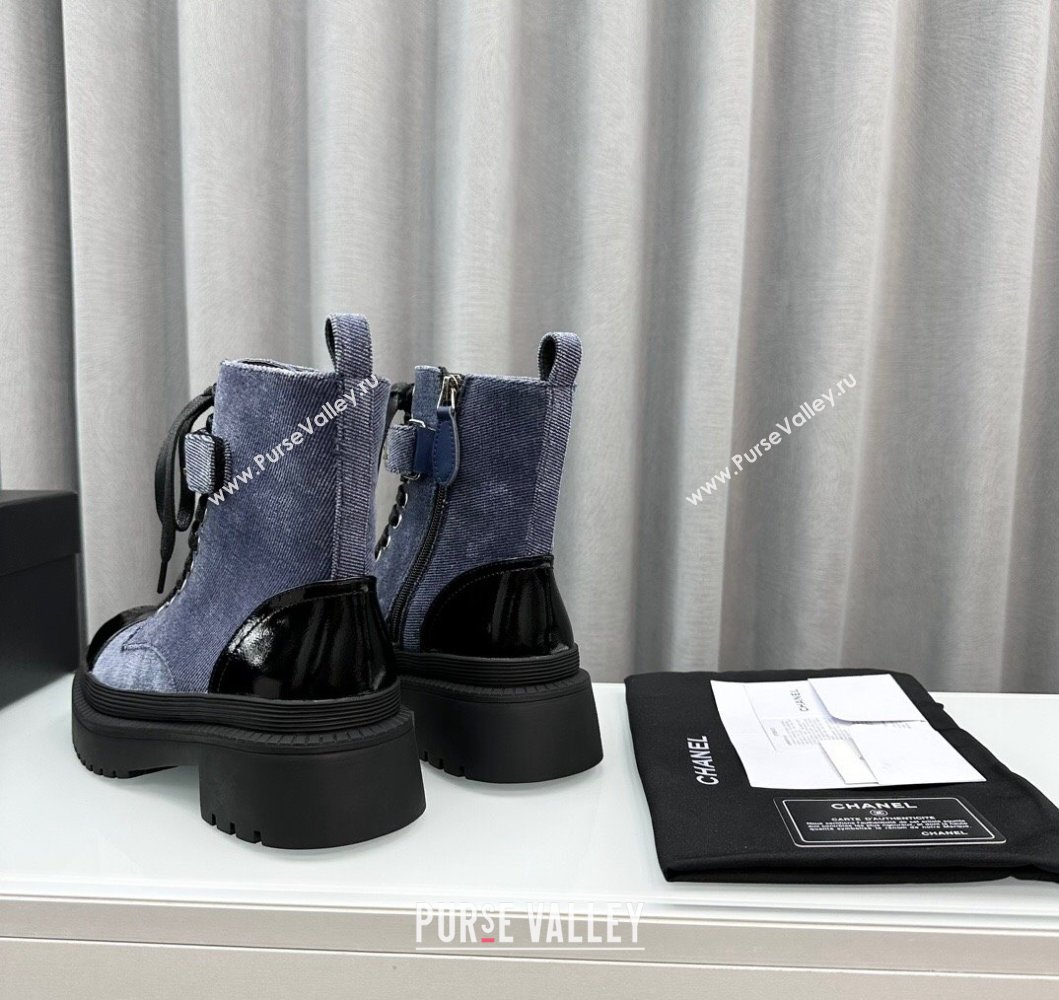 Chanel Canvas Ankle Boots with Strap Blue 2023 CH091101 (MD-23091101)