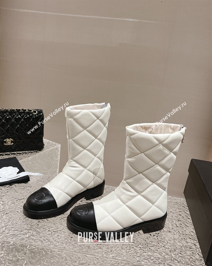 Chanel Quilted Calfskin Ankle Boots 4cm White 2023 CH101108 (MD-231011047)