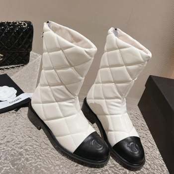 Chanel Quilted Calfskin Ankle Boots 4cm White 2023 CH101108 (MD-231011047)