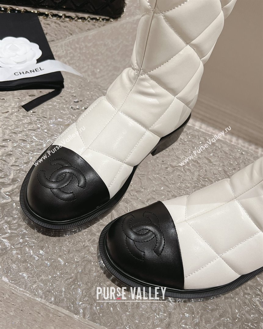 Chanel Quilted Calfskin Ankle Boots 4cm White 2023 CH101108 (MD-231011047)