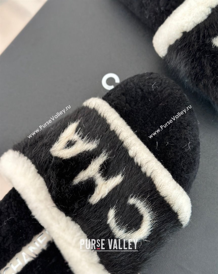 Chanel Wool Flat Slide Sandals Black 2023 CH101109 (MD-231011050)