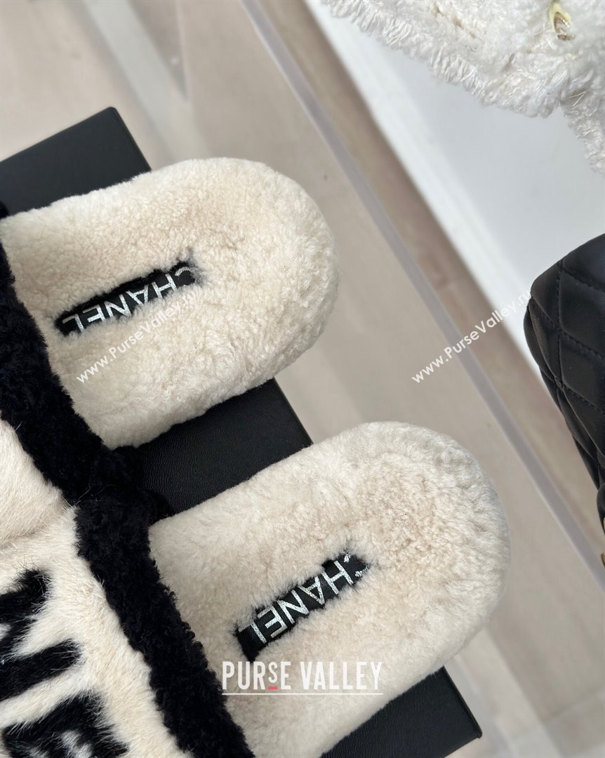 Chanel Wool Flat Slide Sandals White 2023 CH101109 (MD-231011052)