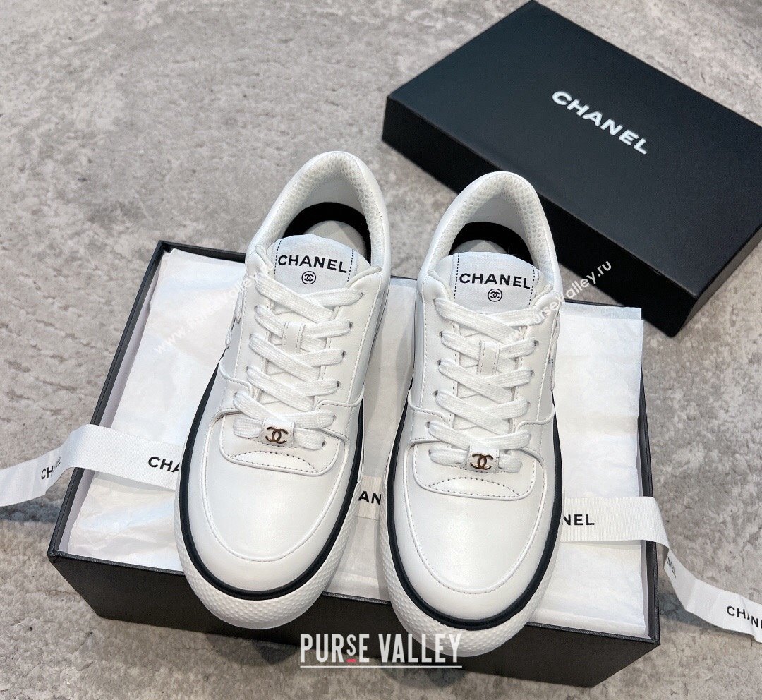 Chanel Calfskin CC Sneakers White 2 2023 CH101110 (SS-231011056)