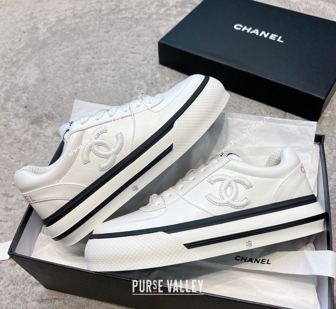 Chanel Calfskin CC Sneakers White 2 2023 CH101110 (SS-231011056)