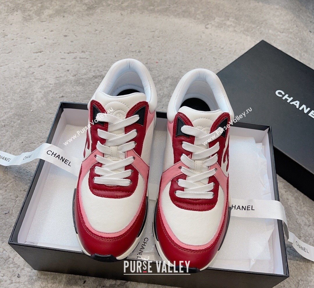 Chanel Calfskin Sneakers G45333 White/Red/Pink 2023 (SS-231011069)