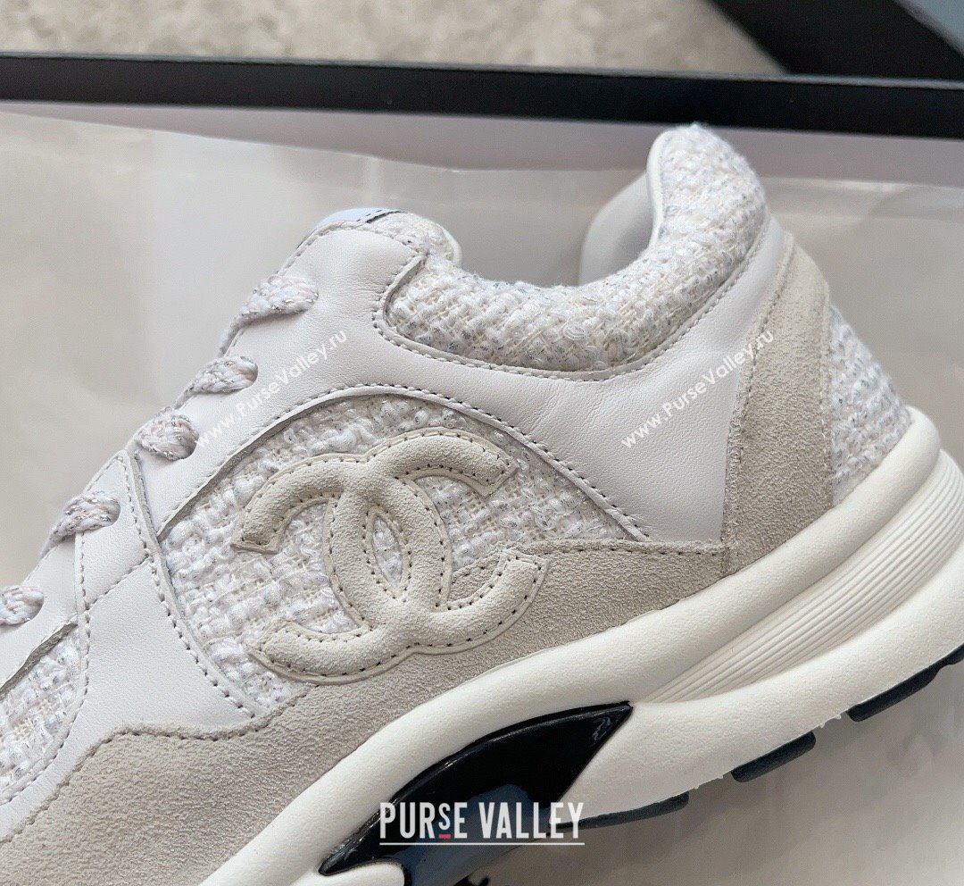 Chanel Tweed Leather Sneakers G38299 White 2023 (SS-231011077)