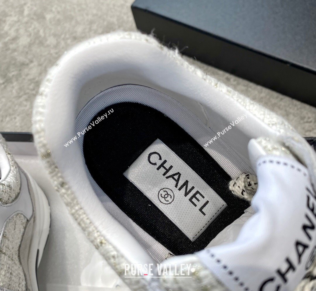 Chanel Tweed Leather Sneakers G38299 Light Grey 2023 (SS-231011078)