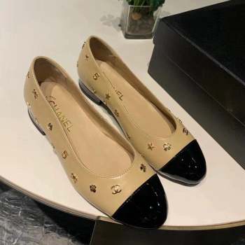 Chanel Calfskin Ballet Flat with Logo Charm Beige 2023 CH10251 (MD-231025065)