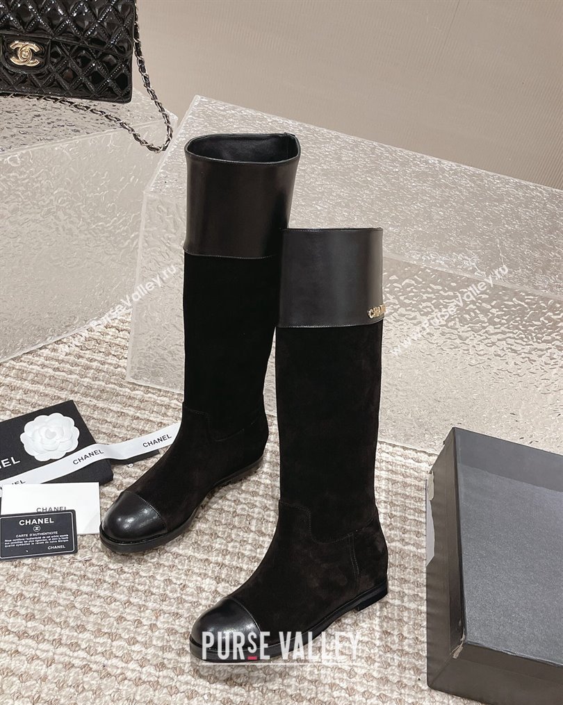 Chanel Calfskin and Suede High Boots Black 2023 CH10256 (MD-231025082)