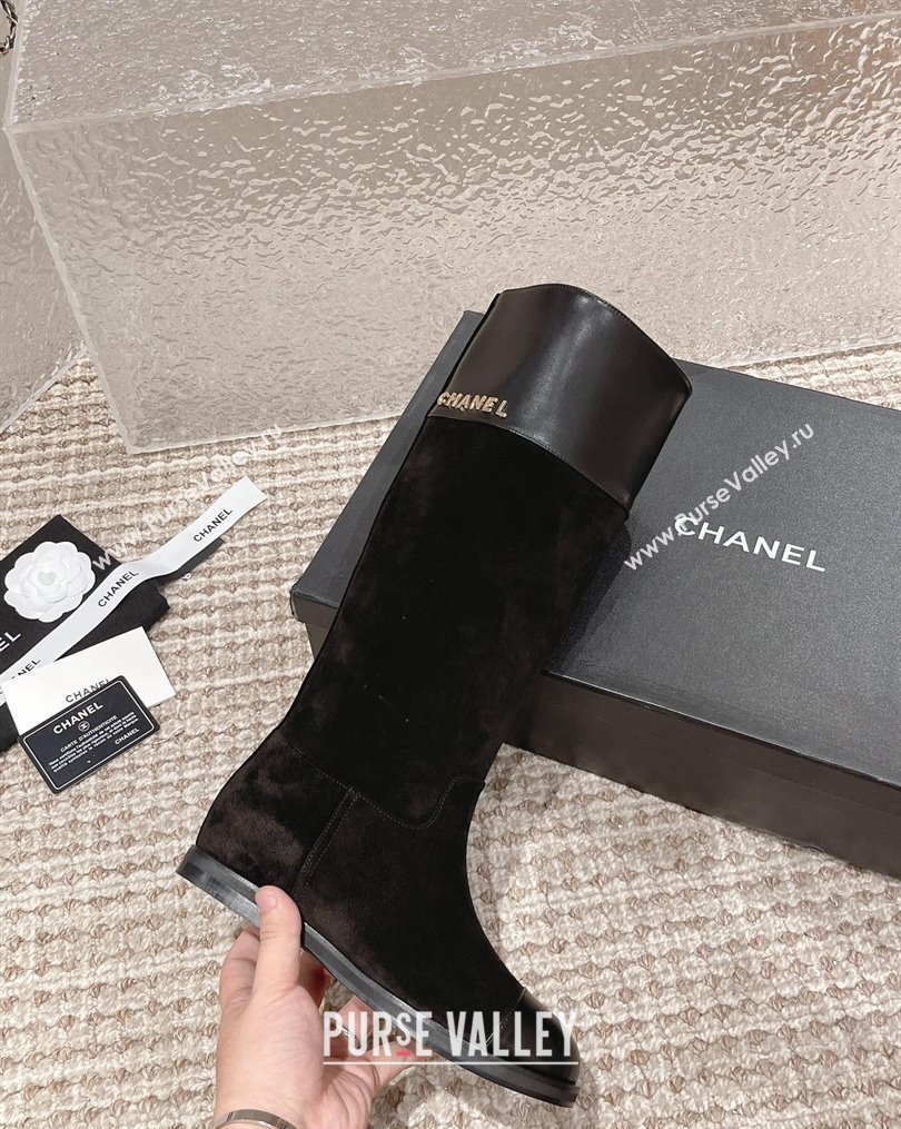 Chanel Calfskin and Suede High Boots Black 2023 CH10256 (MD-231025082)