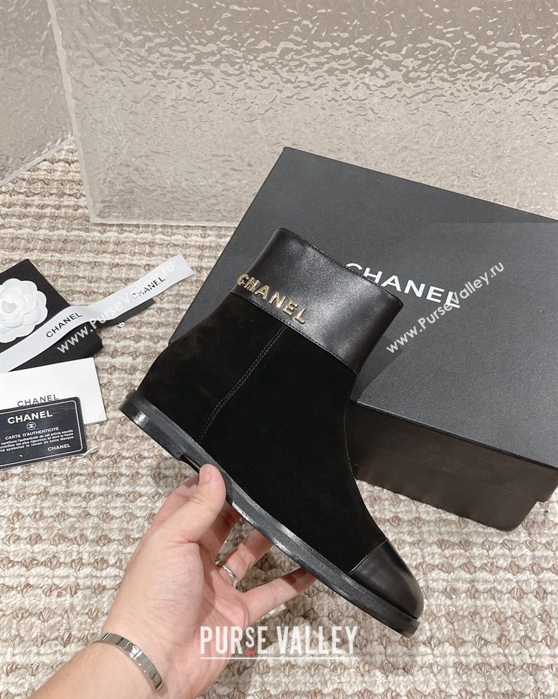 Chanel Calfskin and Suede Ankle Boots Black 2023 CH10256 (MD-231025081)