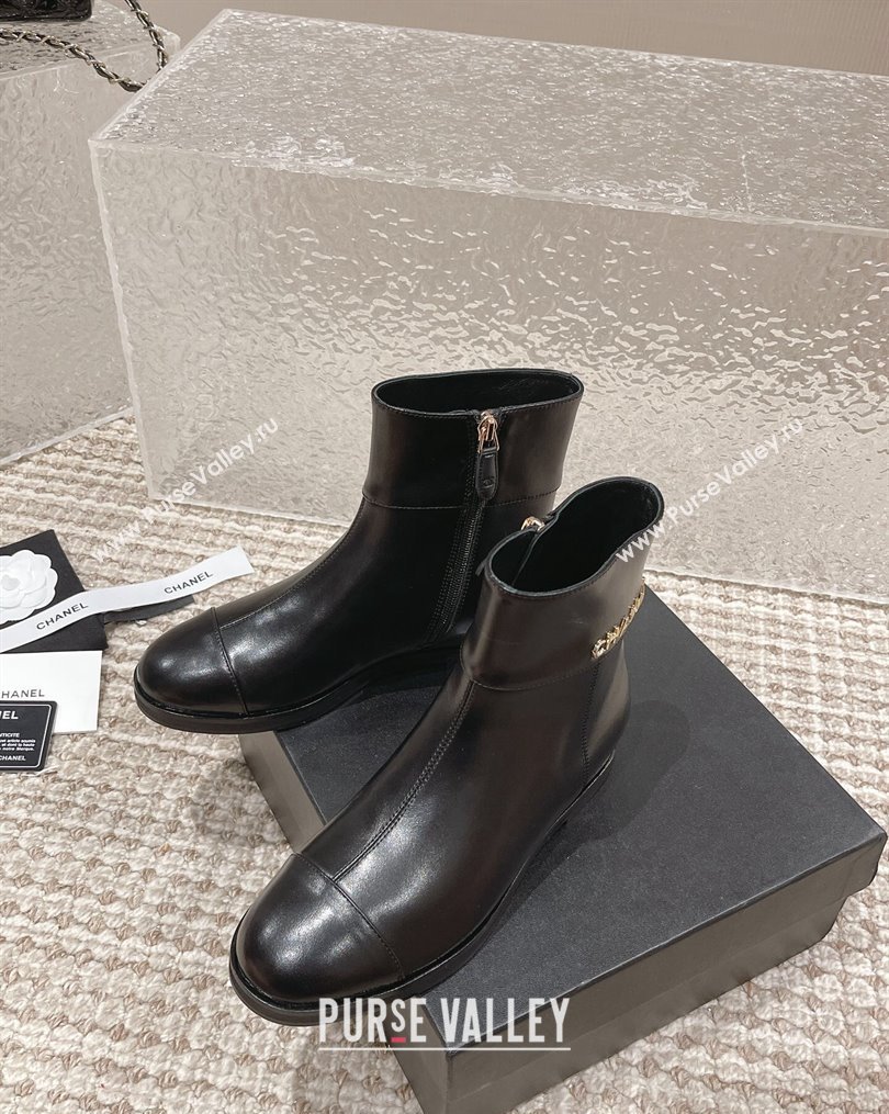 Chanel Calfskin Leather Ankle Boots Black 2023 CH10256 (MD-231025083)