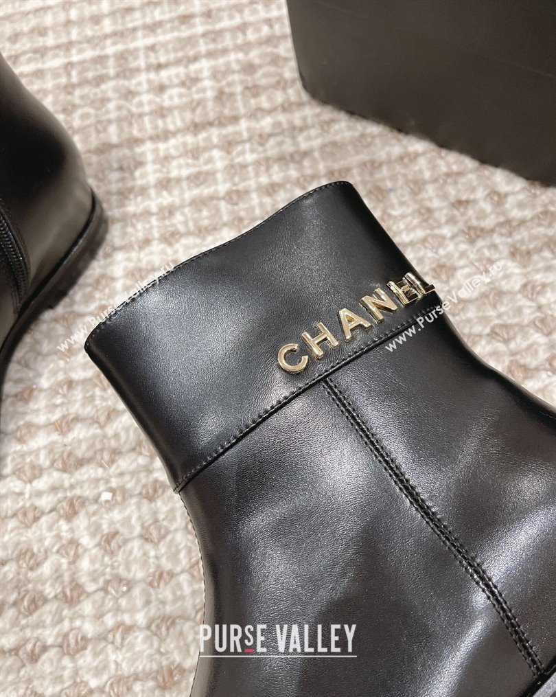 Chanel Calfskin Leather Ankle Boots Black 2023 CH10256 (MD-231025083)