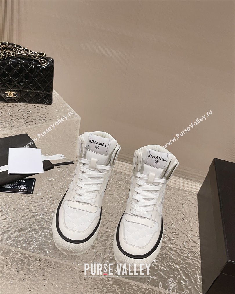 Chanel Calfskin High top Sneakers White 2 2023 CH10258 (MD-231025089)