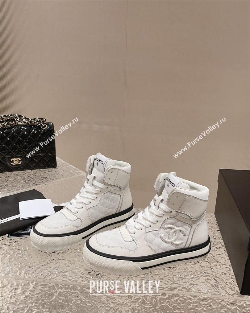 Chanel Calfskin High top Sneakers White 2 2023 CH10258 (MD-231025089)