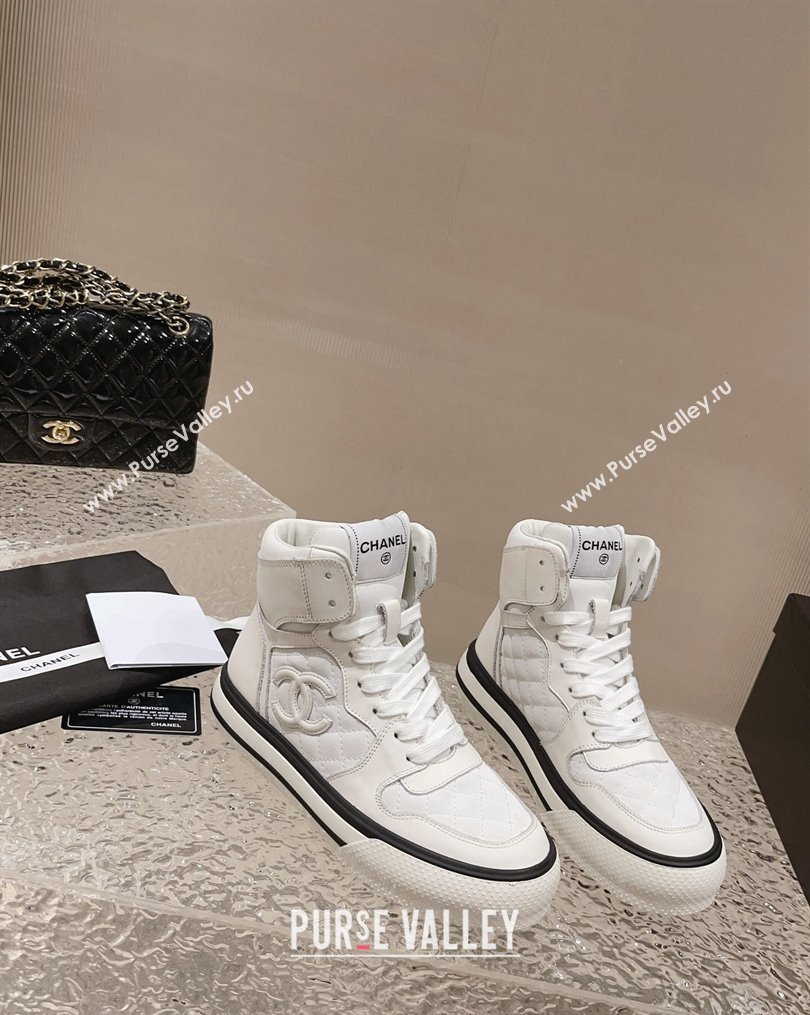 Chanel Calfskin High top Sneakers White 2 2023 CH10258 (MD-231025089)