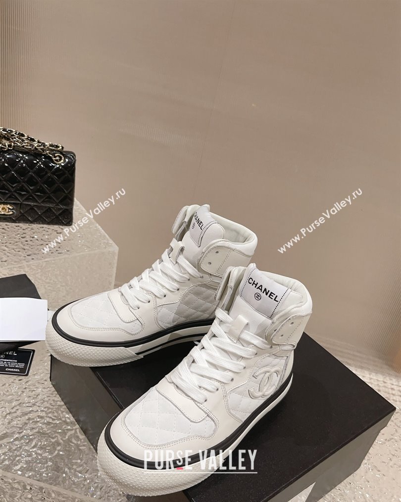 Chanel Calfskin High top Sneakers White 2 2023 CH10258 (MD-231025089)