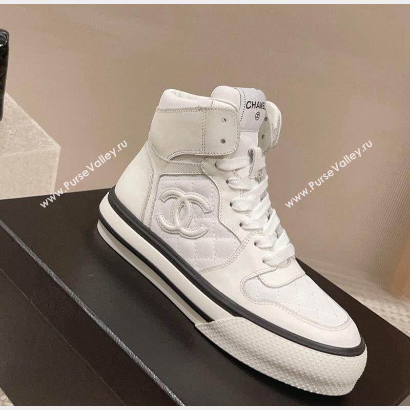 Chanel Calfskin High top Sneakers White 2 2023 CH10258 (MD-231025089)