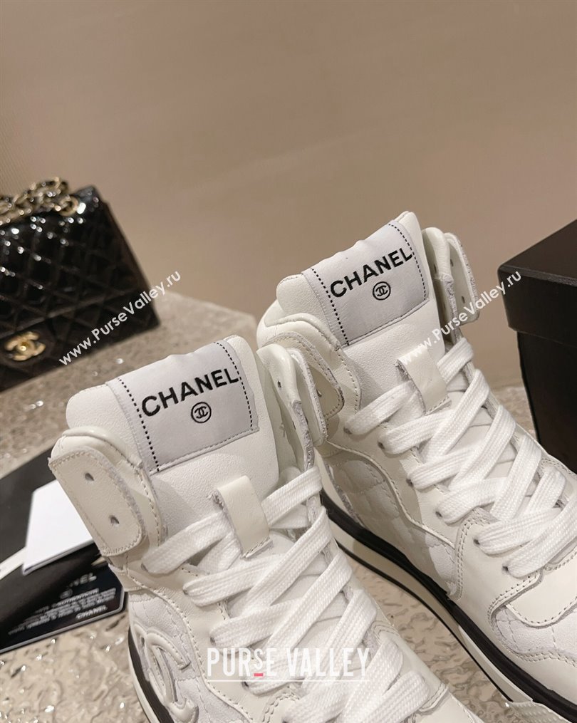 Chanel Calfskin High top Sneakers White 2 2023 CH10258 (MD-231025089)