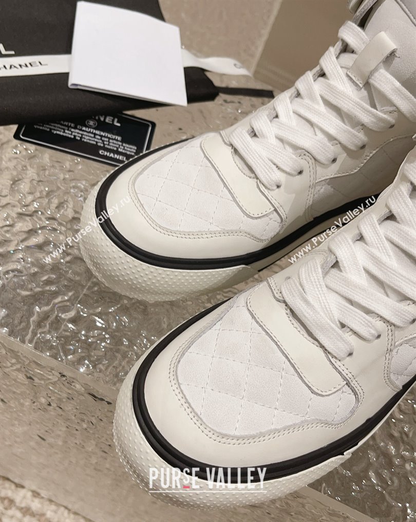 Chanel Calfskin High top Sneakers White 2 2023 CH10258 (MD-231025089)